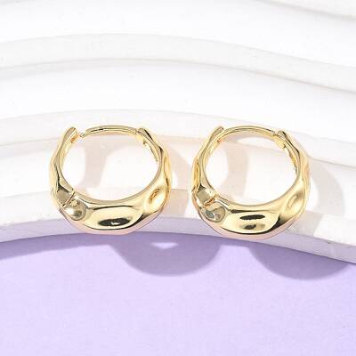304 Stainless Steel Hammered Hoop Earrings for Women