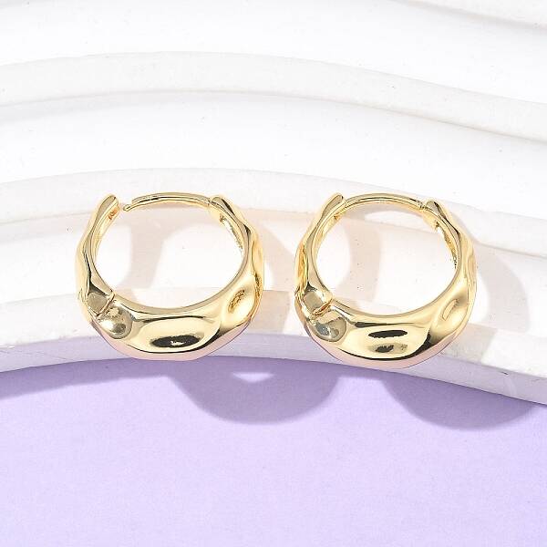 304 Stainless Steel Hammered Hoop Earrings for Women