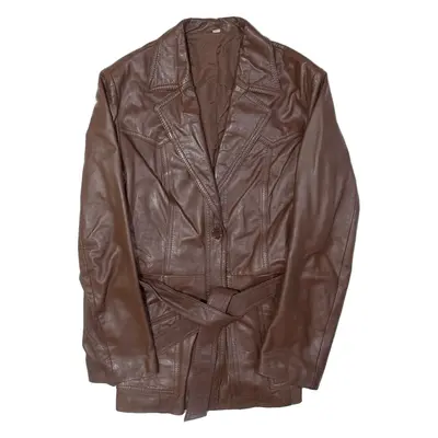 Belted Womens Jacket Brown Leather M