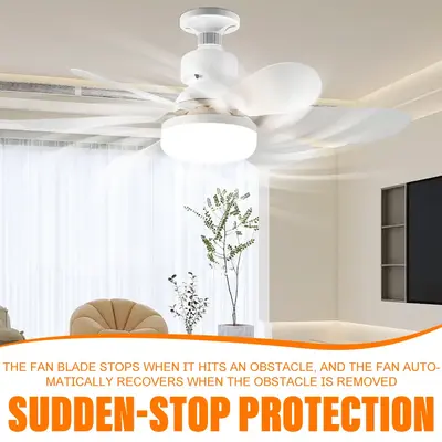 Socket Fan Light with Remote, E27 Base Ceiling Fan Dimmable Light, Suitable for Garage, Bathroom, Bedroom, Kitchen