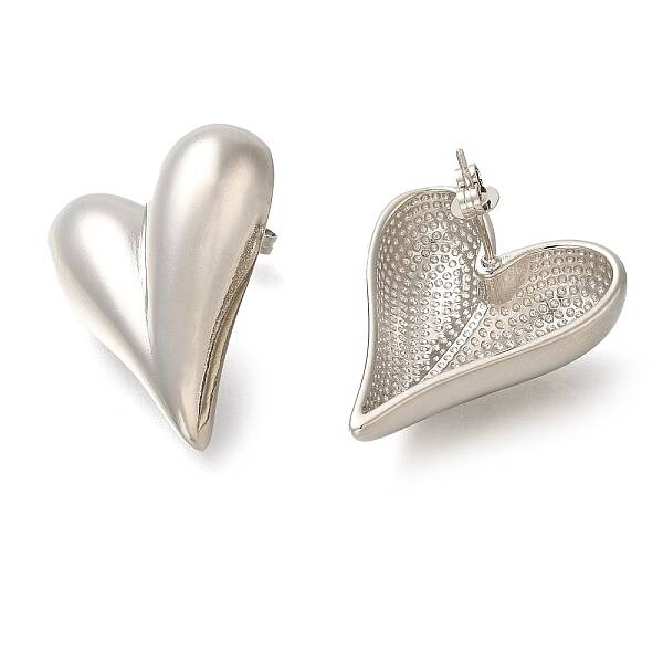 Rack Plating Heart Brass Stud Earrings