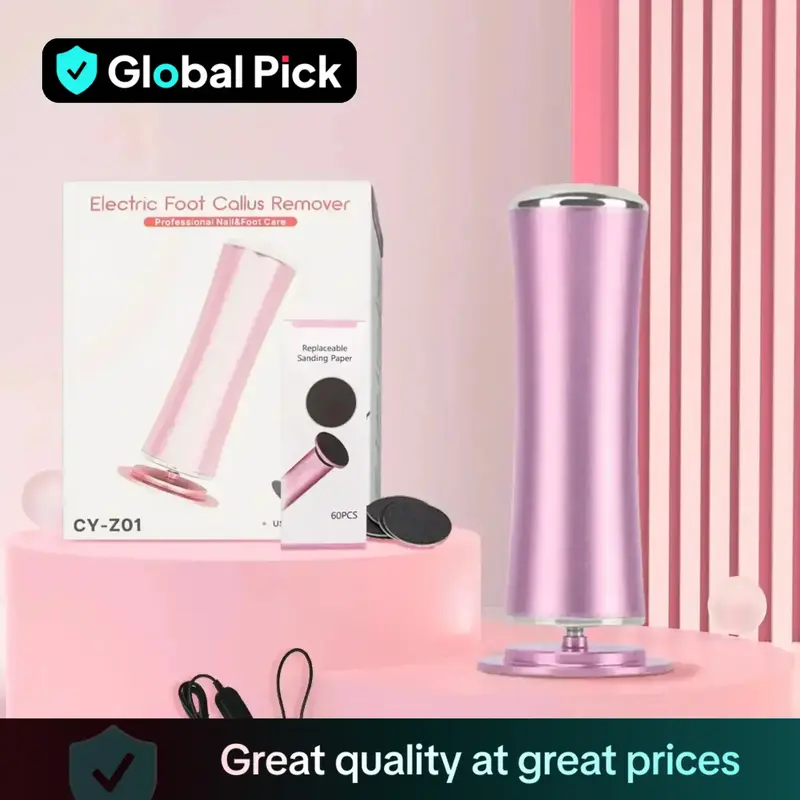 Portable Electric Foot File, USB Rechargeable Foot Grinder, Pedicure Machine, Smooth Adjustable Speed Foot Callus Remover, Pe...