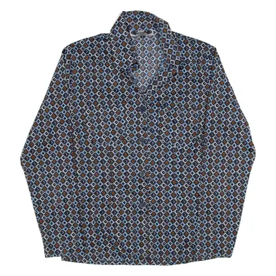 DJ DRIVER Shirt Blue Geometric Long Sleeve Womens M