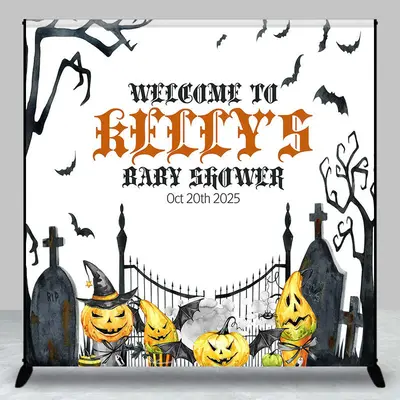 Halloween Cemetery Custom Name Baby Shower Backdrop
