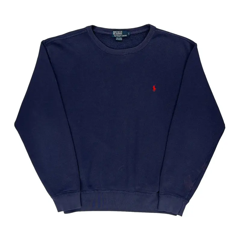 Polo By Ralph Lauren Sweatshirt - Large Navy Cotton Blend