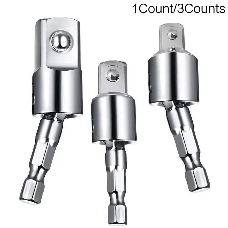 Electric Drill Socket Adapter Set, 360° Rotatable Universal Joint Rotating Socket Set, 1/4'' 3/8'' 1/2'' Socket Drive Ada...