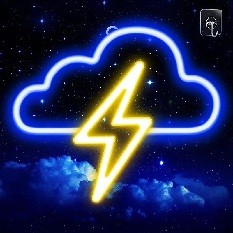 Cloud & Lightning Shaped USB Neon Light, 1 Count Rechargeable Novelty Neon Sign Light, Room Ambient Lamp, Cool Room Lights, C...