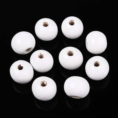 Spray Painted Round Natural Schima Wood Beads
