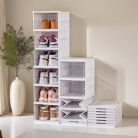 ONAIL Foldable Shoe Rack Storage Box, Free Standing Bins Stackable Plastic, Size up to 14 shoe rack Drawer Dresser Organizer ...