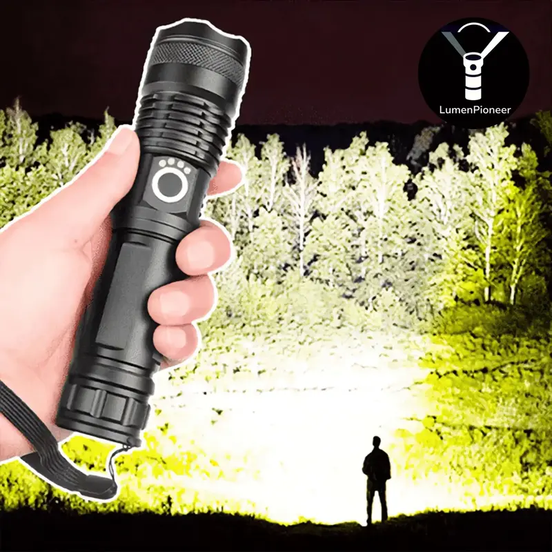 LumenPioneer Ultra Bright LED Rechargeable Flashlight - 5-Mode High Lumens, IP67 Waterproof, Ideal for Emergencies and Campin...