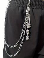 Punk Style Casual Trendy Chain Side Belt for Men & Women, Skull Face Design Side Chain Belt, Novelty 2024 New Fashionable Clo...