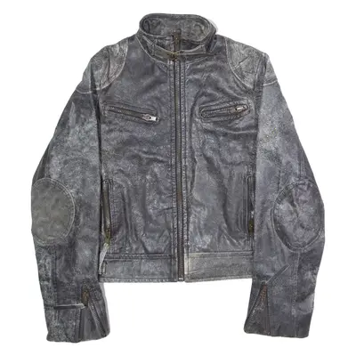 YES OR NO Womens Motorcycle Jacket Black Leather 90s M