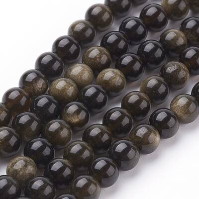 Natural Golden Sheen Obsidian Beads Strands