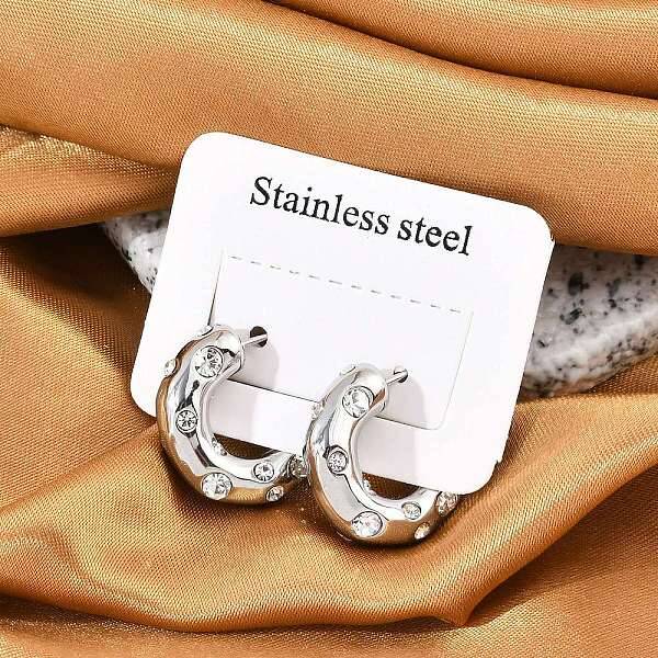 304 Stainless Steel Rhinestone Stud Earrings