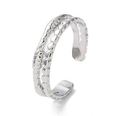 Non-Tarnish 304 Stainless Steel Double Line Open Cuff Rings