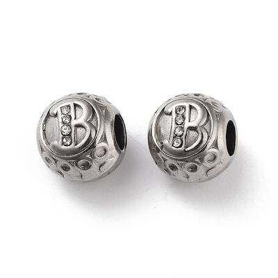 304 Stainless Steel Rhinestone European Beads