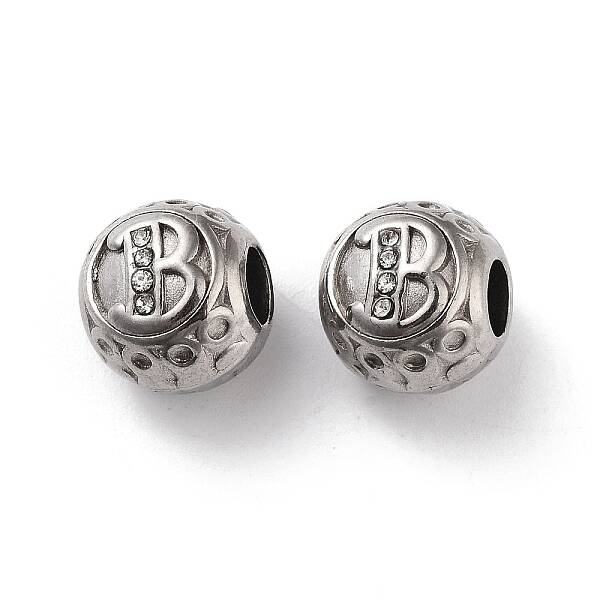 304 Stainless Steel Rhinestone European Beads