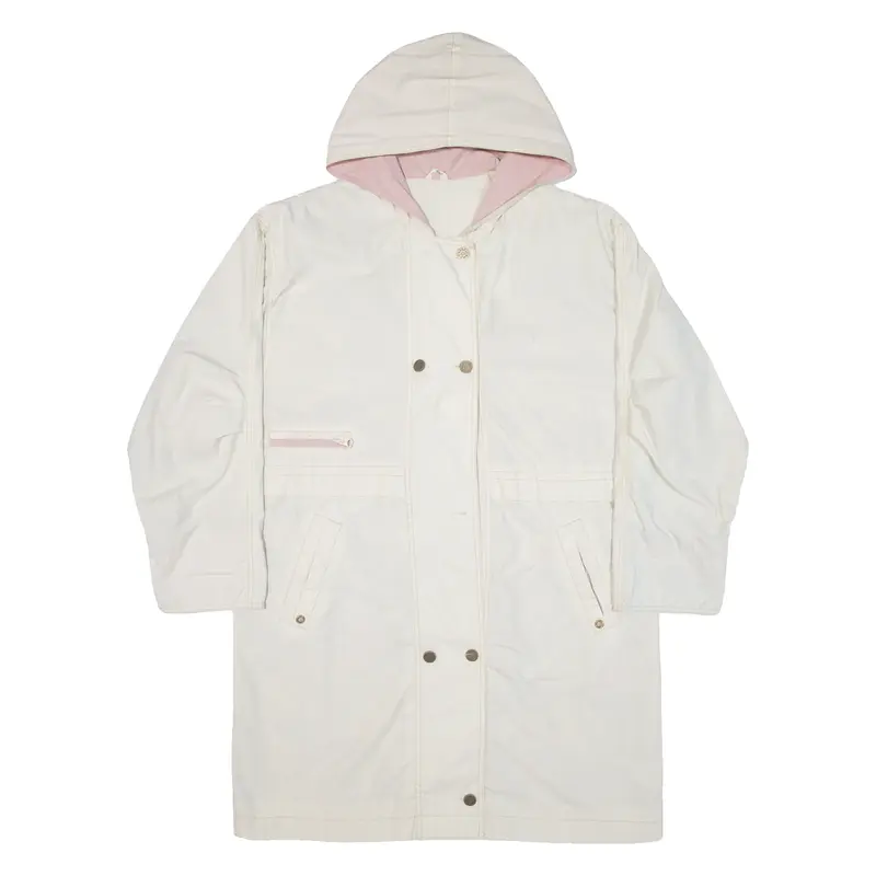 Womens Overcoat Coat White Hooded L