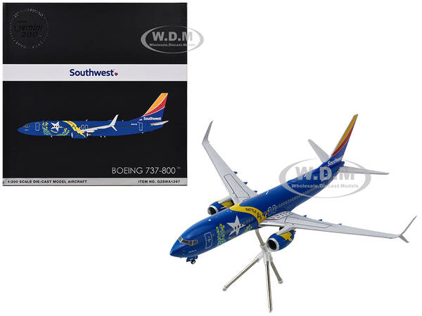 Boeing 737-800 Commercial Aircraft Southwest Airlines - Nevada One (N8646B) Blue with Tail Stripes Gemini 200 Series 1/200 Di...