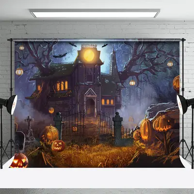 Haunted House Scary Pumpkin Lantern Halloween Decor - Aperturee