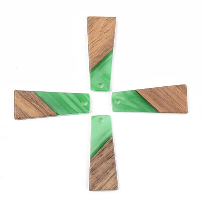 Opaque Resin & Walnut Wood Pendants