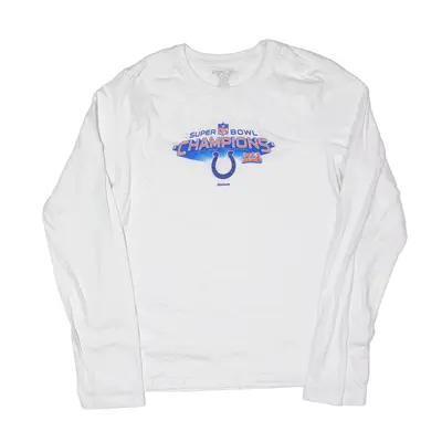 REEBOK NFL Indianapolis Colts Super Bowl Champions 2007 USA T-Shirt White Long Sleeve Womens XL
