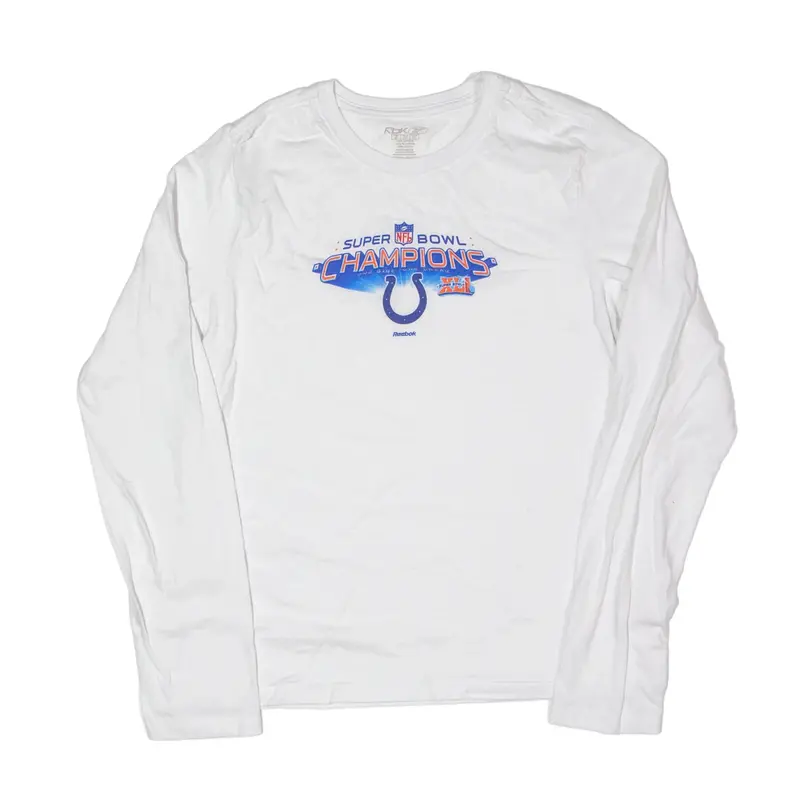 REEBOK NFL Indianapolis Colts Super Bowl Champions 2007 USA T-Shirt White Long Sleeve Womens XL