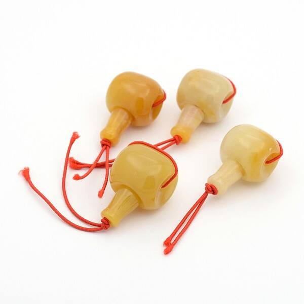 Gourd 3-Hole Natural Jade Guru Beads