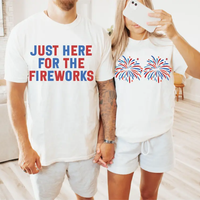 Funny USA Fireworks Couple Shirt, Just Here For The Fireworks, Sarcastic Couple Shirt, Adult Humor Shirt, 4th Of July Shirt, ...