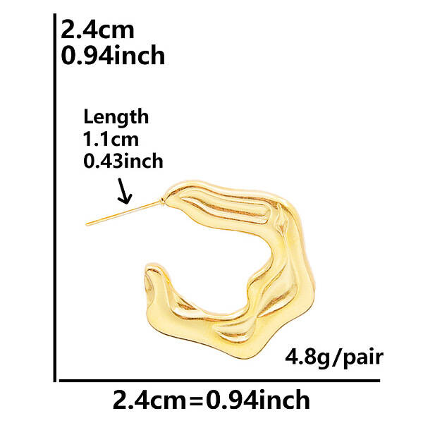 Irregular C Shape Stainless Steel Stud Earrings for Women