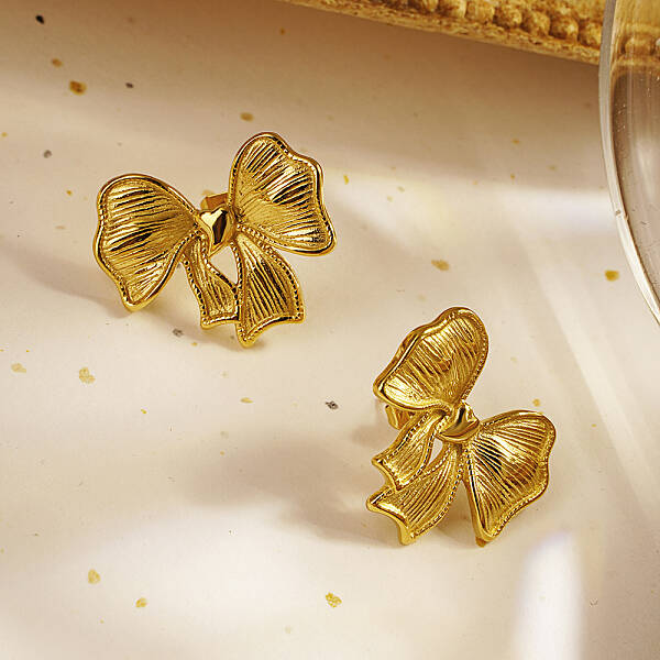 Stainless Steel Bowknot Stud Earrings for Women