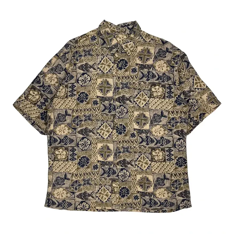 Unbranded Hawaiian Shirt - XL Beige Cotton