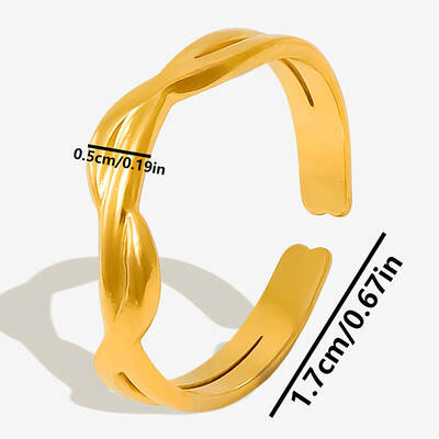 304 Stainless Steel Fashion Geometric Cuff Open Ring for Women