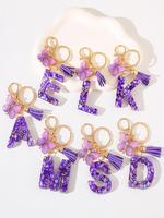 Letter & Butterfly & Tassel Design Keychain, Cute Resin Letter Charm Purse Hanging Bag Key Ring, Personalized Car Key Ring fo...