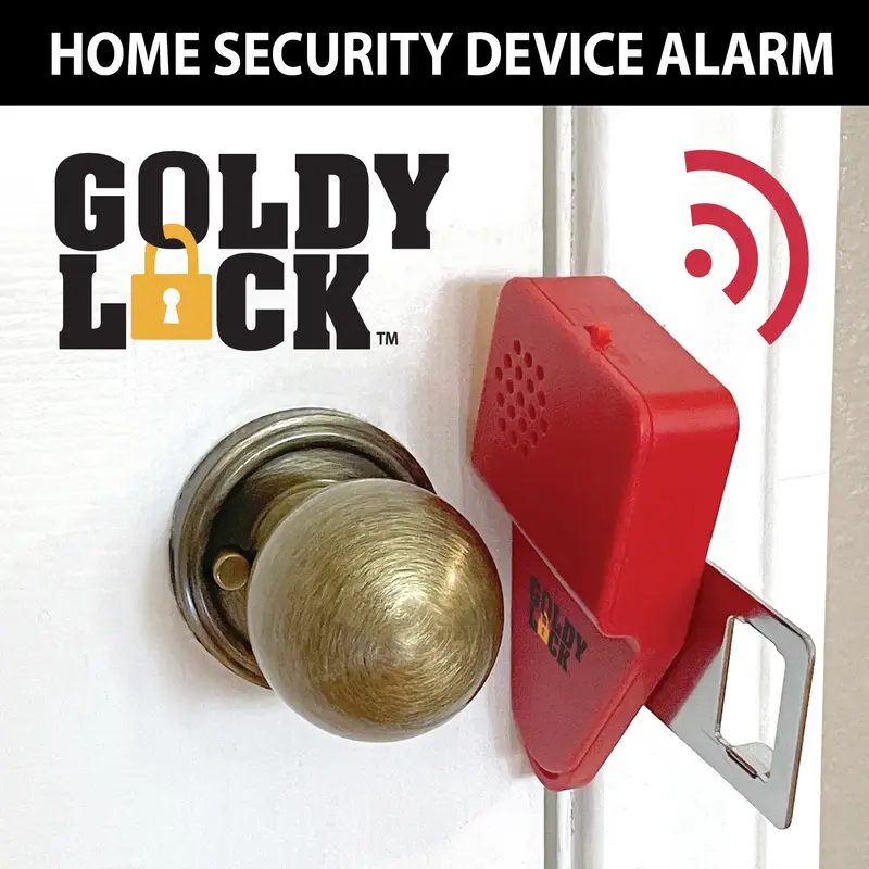 Goldy Lock 2-in-1 Portable Door Lock & Alarm for Home Travel Security Privacy Prevents Unwanted Entry 90 dB Alarm No Tools Re...