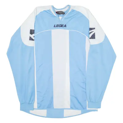 LEGEA No 18 Mens Football Shirt Jersey Blue Long Sleeve V-Neck XL