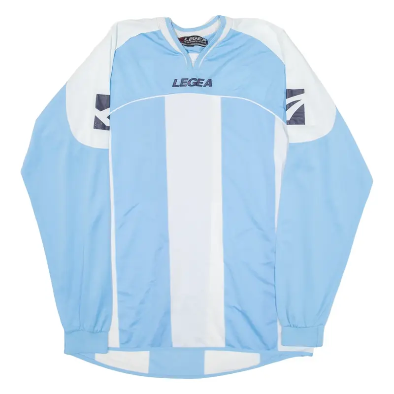 LEGEA No 18 Mens Football Shirt Jersey Blue Long Sleeve V-Neck XL