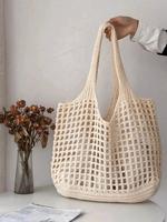 Women's Hollow Out Crochet Shoulder Bag, Fashionable Solid Color Knit Shoulder Bag for Daily Used, Casual Trendy Versatile Hi...