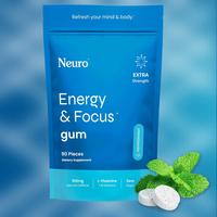 Neuro Extra Strength Energy Caffeine Gum (90 Pieces) - Sugar-Free Nootropic Gum for Energy & Focus with L-theanine, Caffeine,...