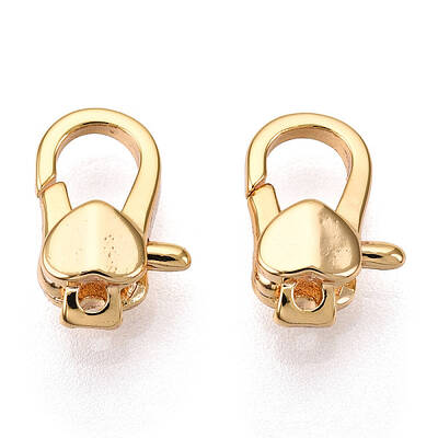 Brass Heart Lobster Claw Clasps