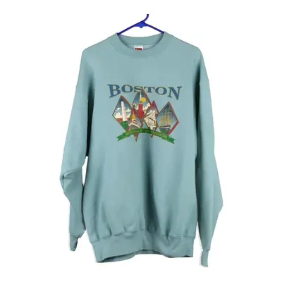Boston Fruit Of The Loom Sweatshirt - XL Blue Cotton Blend