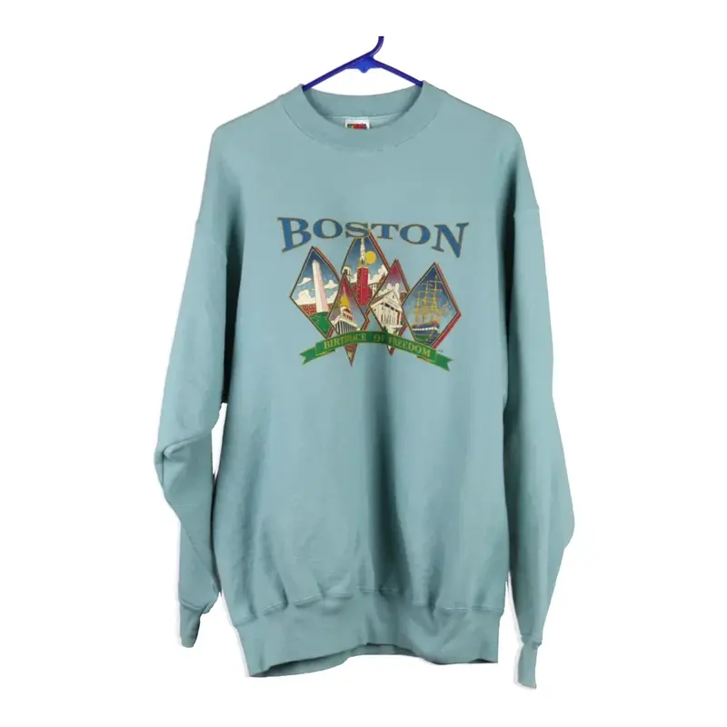 Boston Fruit Of The Loom Sweatshirt - XL Blue Cotton Blend