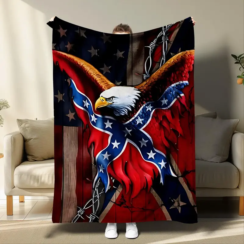 Eagle Print Blanket, 1 Count Soft Throw Blanket for Sofa, Bed, Air-conditioned Room, Comfy Bedding for Christmas Decor, Multi...