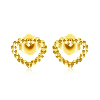 14K Gold Heart Stud Earrings