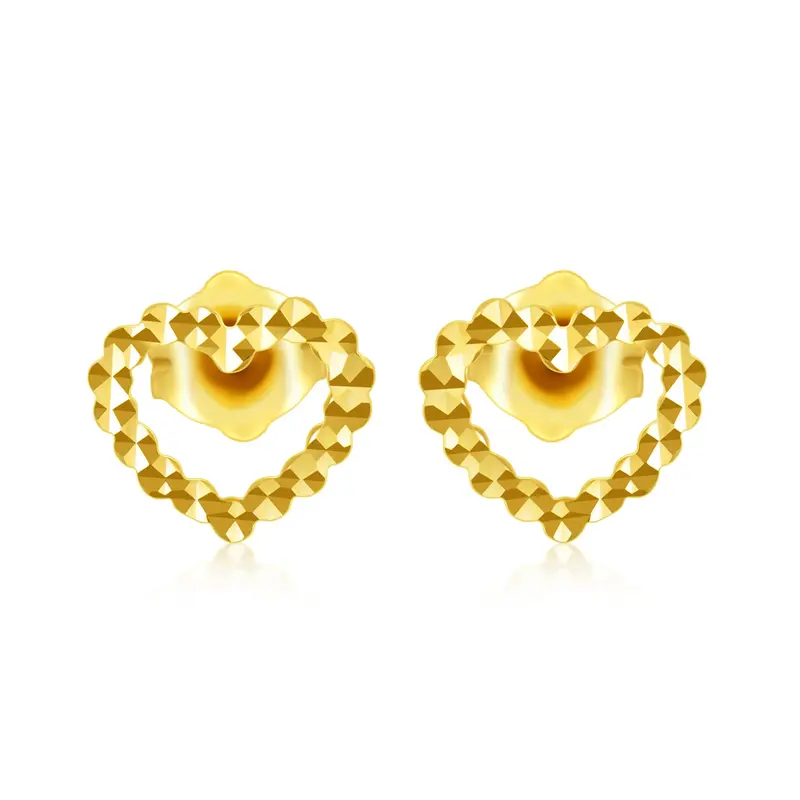 14K Gold Heart Stud Earrings