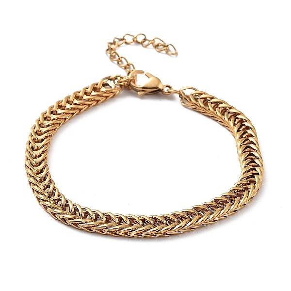 Ion Plating(IP) 304 Stainless Steel Wheat Chains Bracelets for Women Men