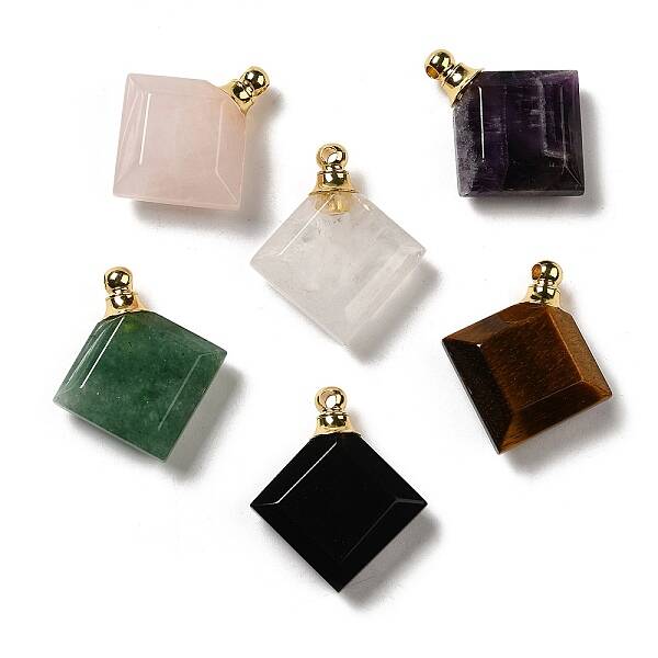 Natural Mixed Gemstone Perfume Bottle Pendants
