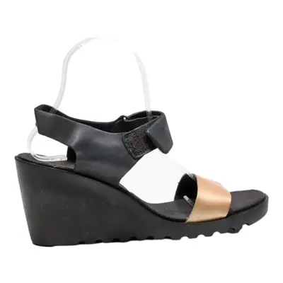 ECCO Wedge Strappy Sandals Black Synthetic Womens UK 6