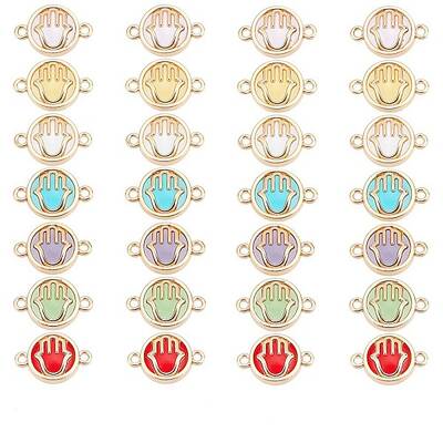 32Pcs 7 colors Glass Connector Charms