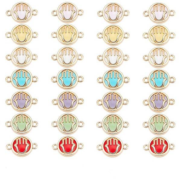 32Pcs 7 colors Glass Connector Charms